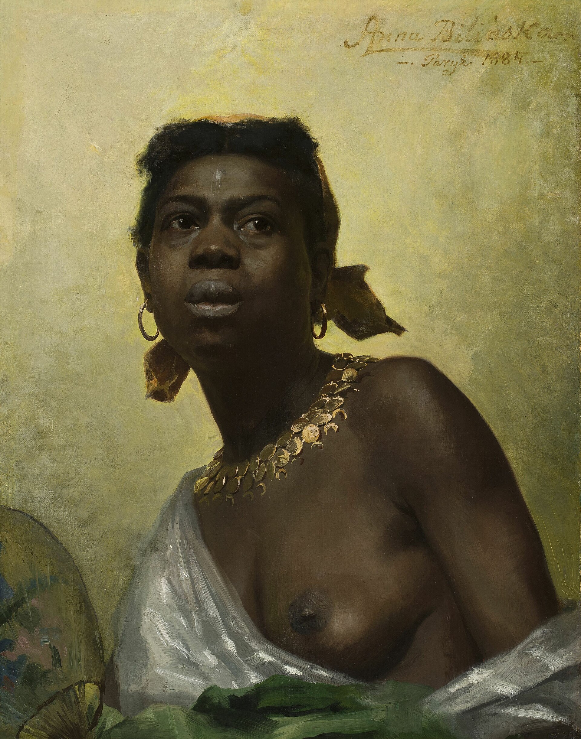 Anna Bilińska, Una donna nera, Olio su tela, 1884, Museo nazionale di Varsavia.
<br>Fonte: <a href=https://commons.wikimedia.org/wiki/File:Anna_Bili%C5%84ska-Bohdanowiczowa_-_Black_girl_-_MP_5531_-_National_Museum_in_Warsaw.jpg>Wikimedia Commons</a>.