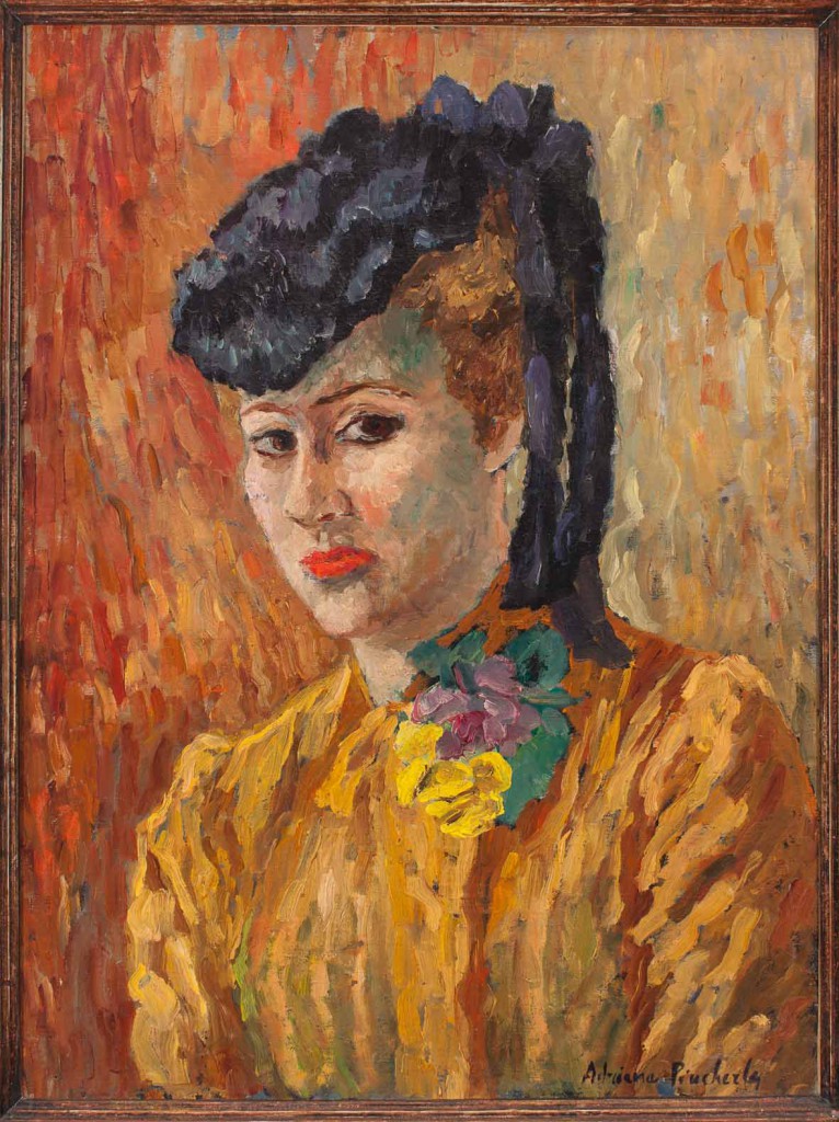 Gabriella Oreffice, Elena con il cappellino, 1950, olio su tela