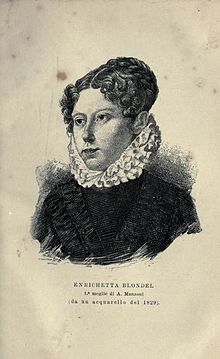 Ritratto di Henriette Blondel, dal volume di Cesare Cantù, Alessandro Manzoni: Reminiscenze, vol.1, 7 marzo 1855. 