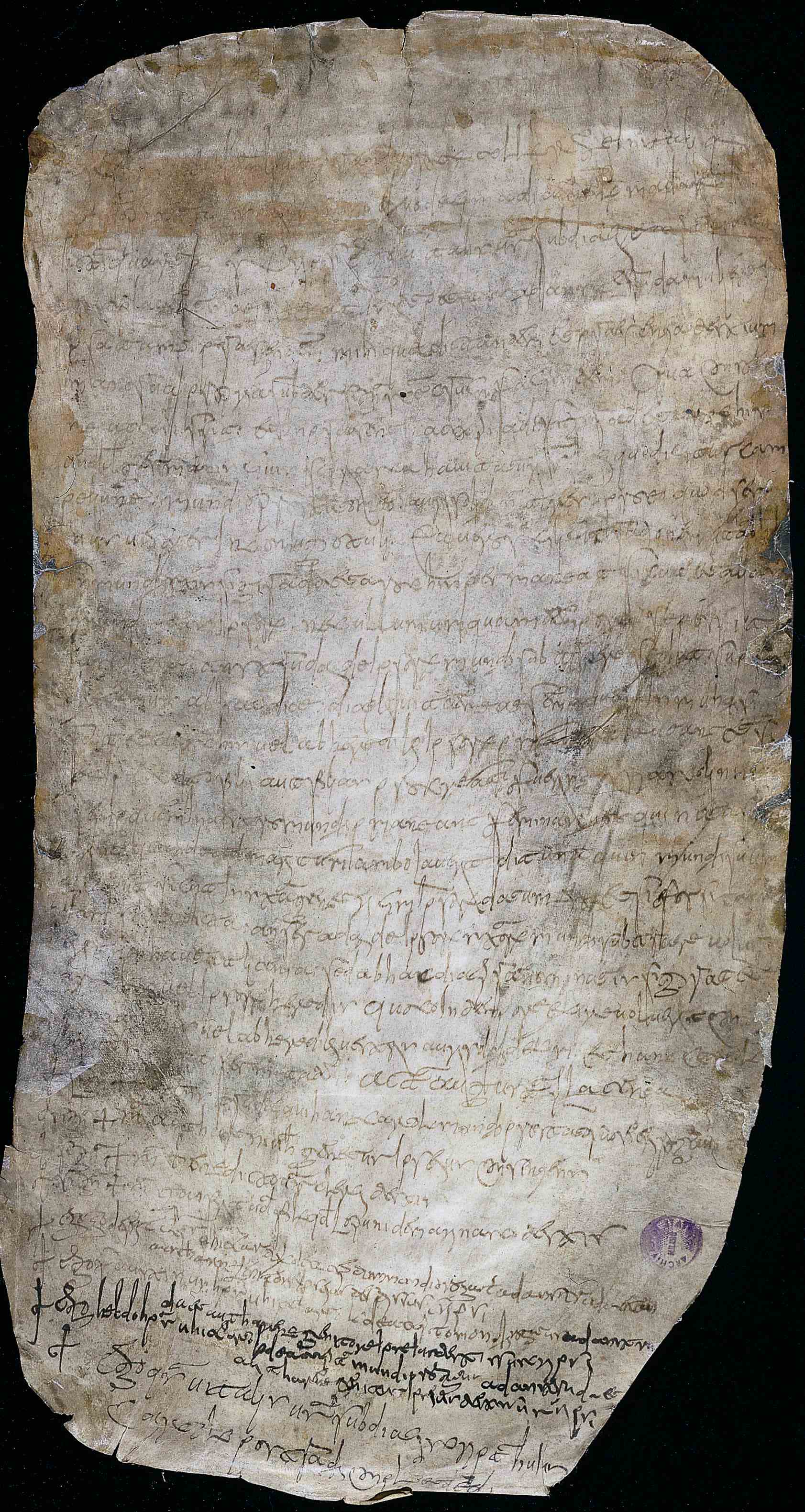 <em>Cartula mundium</em>, dall'Archivio di Stato di Milano. <br>
Foto in pubblico dominio. Fonte: <a href=https://commons.wikimedia.org/wiki/File:Archivio_di_Stato_di_Milano_-_Cartola_de_Accepto_Mundio.jpg>Wikimedia Commons</a>.