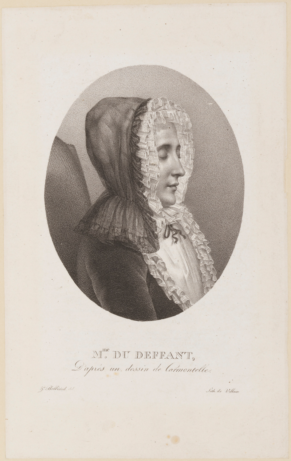 Marie de Vichy-Chamrond in una litografia di Zéphirin Félix Jean Marius Belliard, circa 1800.<br>
© National Portrait Gallery, London