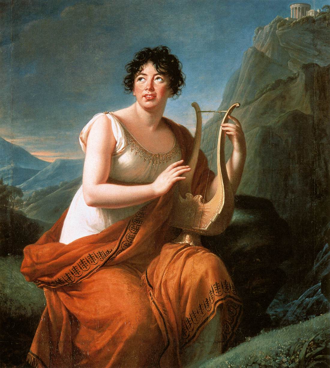 Élisabeth Vigée-Lebrun, Madame de Staël nelle vesti di Corinna a Capo Miseno (1807).<br>Immagine in pubblico dominio, via Wikimedia Commons.