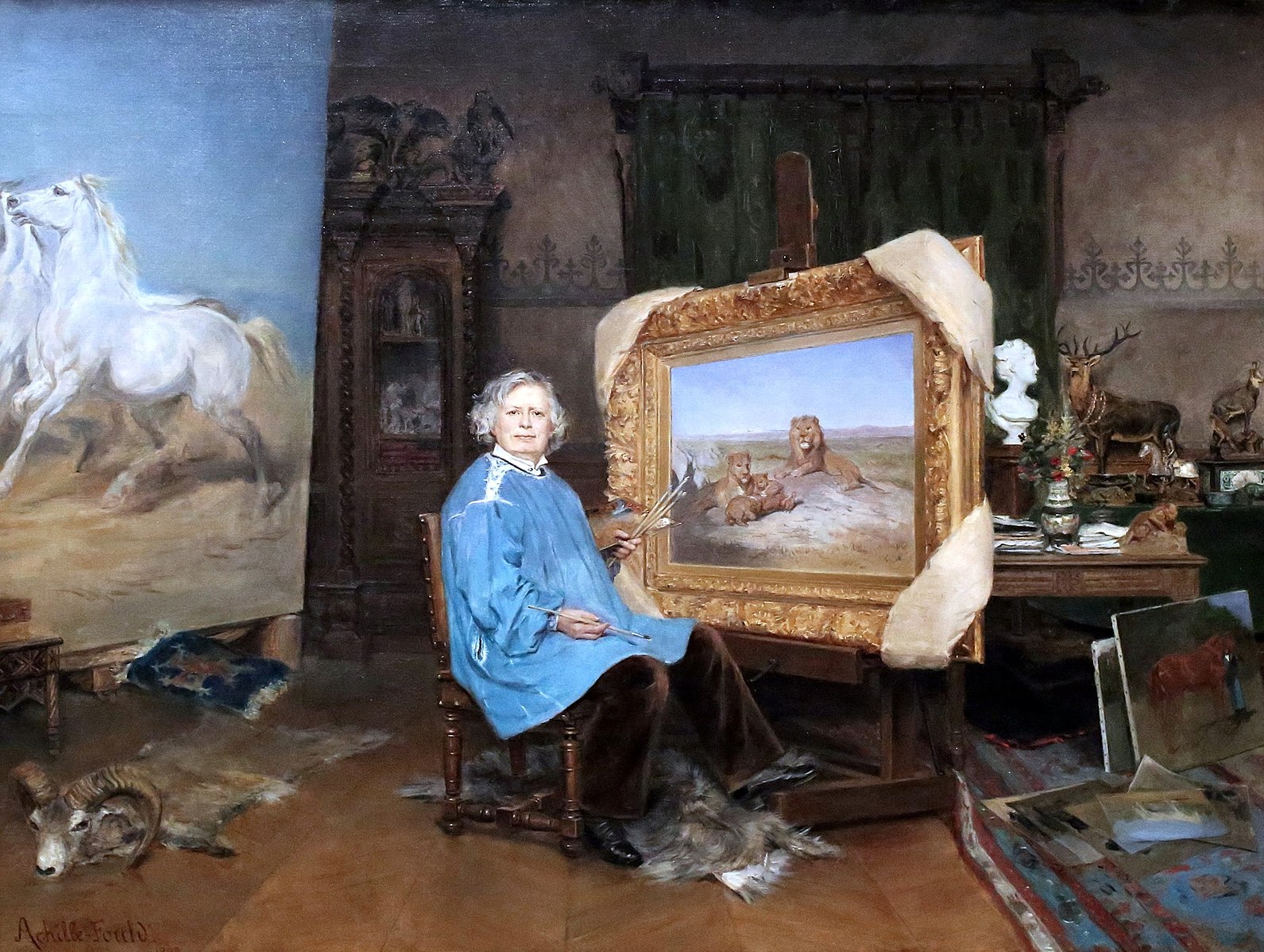 Rosa Bonheur nel suo atelier (1893). Dipinto di Georges Achille-Fould